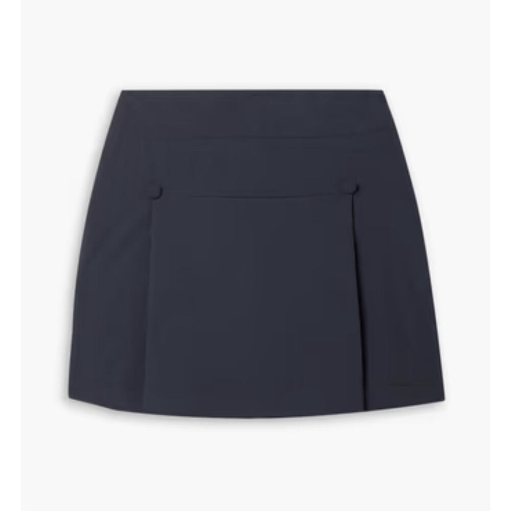 L'Etoile Sport Button-Embellished Poplin Mini Golf Skirt Black Womens Size XS